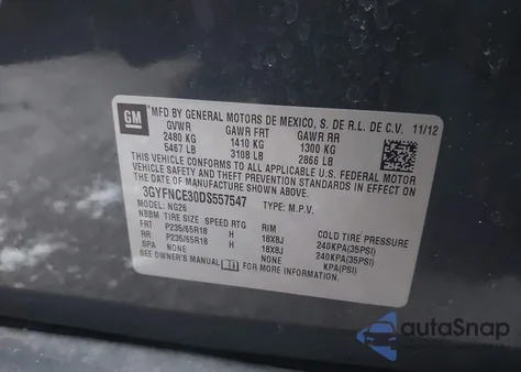 2013 Cadillac Srx Luxury Collection from USA, damaged, VIN 3GYFNCE30DS557547